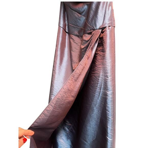 BILL LEVKOFF Iridescent Strapless Ruched Taffeta Dress | Sz 8, Blue NWT - Picture 12 of 16